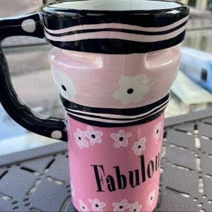 SPOONTIQUES PINK AND BLACK FABULOUS TRAVEL MUG